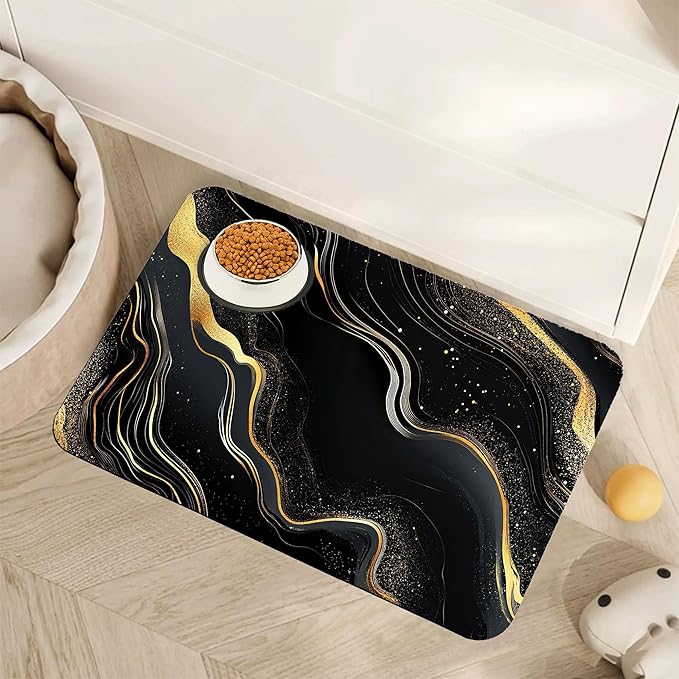 Marble Pet Feeding Mat, Non-Slip Rubber Backing Mat, Cat Dog Accessories by Unknown