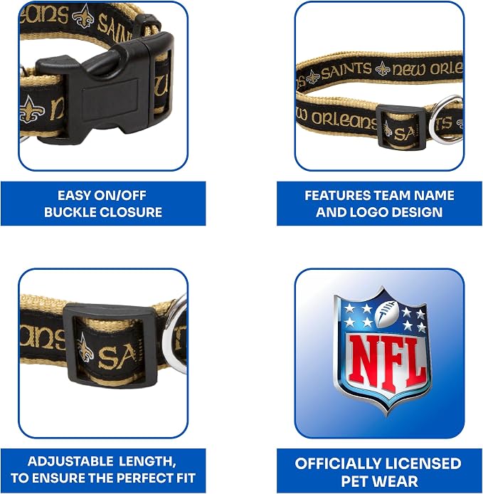 Pets First NFL New Orleans Saints Licensed PET COLLAR, Medium - Image 5