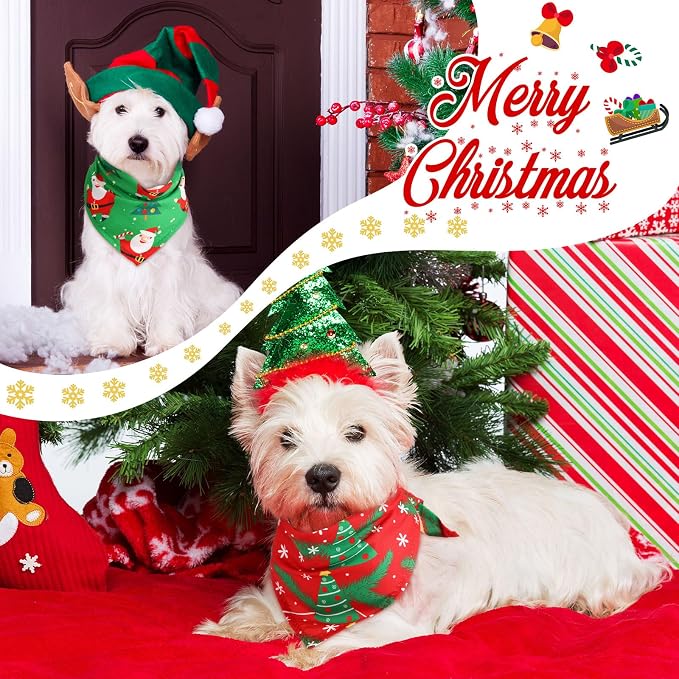 Abbylike 50 Pcs Christmas Dog Bandanas Bulk Xmas Bandanas - Image 2