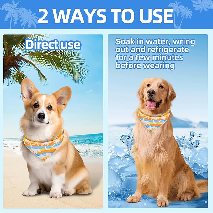 PAWCHIE Dog Cooling Bandana Small, 4 Packs Ice Cool Pet Triangle Scarf Bibs - Image 4
