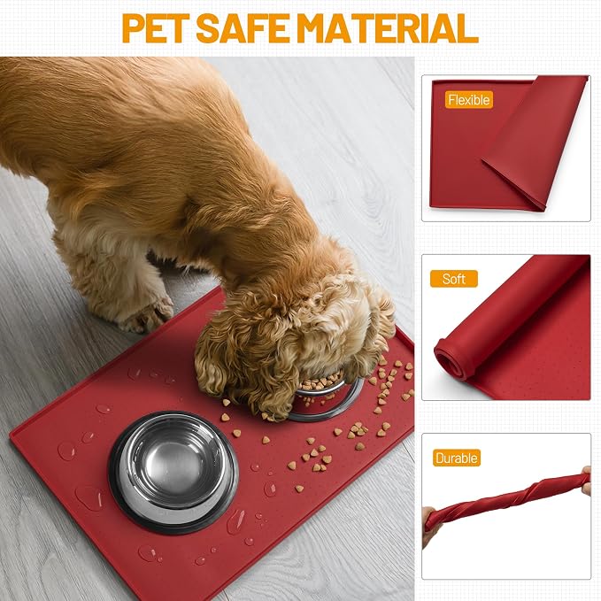 Hubulk Dog Feeding Mat, 100% Waterproof BPA Free Silicone Pet Food and Water - Image 5