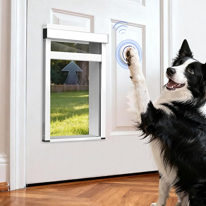 Large Dog Door for Door, Electronic Pet Automatic Door Smart Aluminum Dog Door by Tidytech