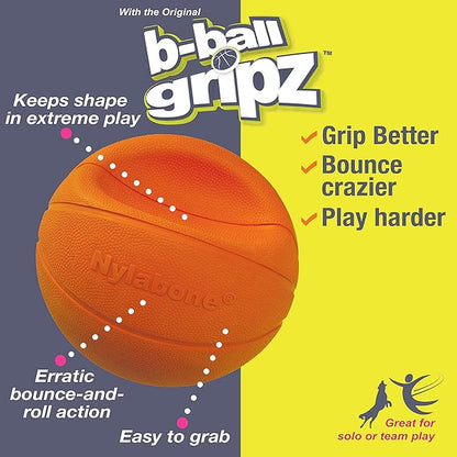 Nylabone Power Play Gripz Felt Basketball Rubber Fetch Toy, Squeaky Ball - Image 12