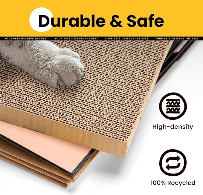 Cardboard Cat House with Scratch Pad & Catnip, Cat Play Scratching House - Image 2