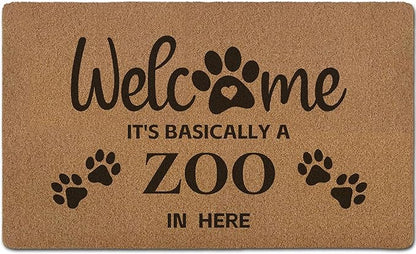 Funny Pet Welcome Door Mats, It's Basically a Zoo in Here Door Mat by Unknown