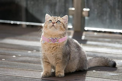 Heart Bling Cat Collar with Safety Belt and Bell Adjustable 8-10 inches - Image 6
