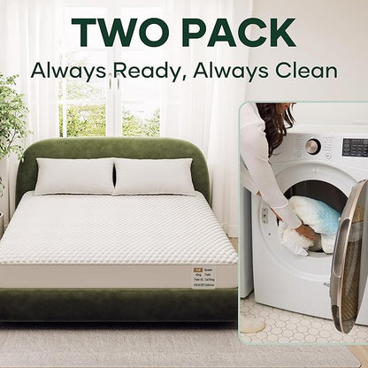 OhGeni 100% Waterproof Twin-2 Pack Mattress Protector, Fitted Sheet - Image 4