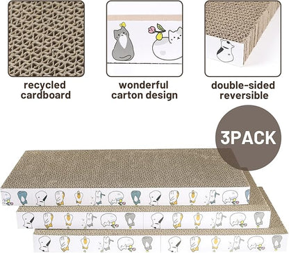 PatiencET Cat Scratcher Cardboard 3 PCS Cat Scratch Pad Reversible Scratcher - Image 3