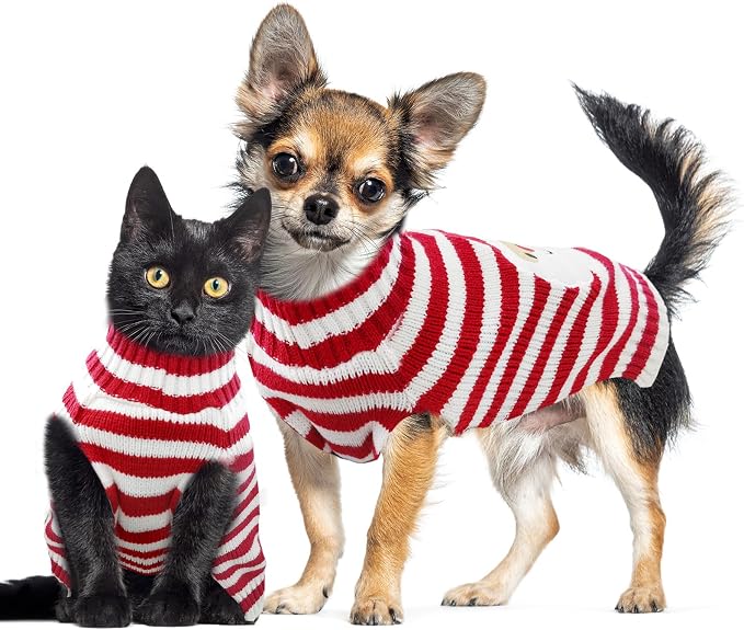 Dog Christmas Sweater Xmas Pet Clothes Cute Striped Santa Claus Costume Holiday - Image 8