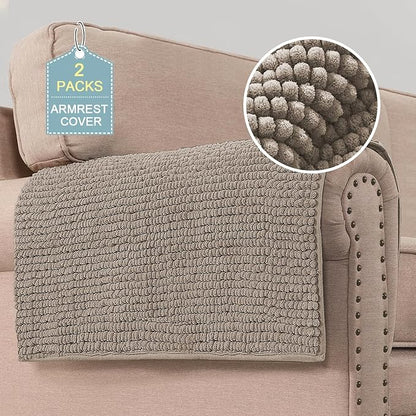 H.VERSAILTEX Plush Chenille Couch Armrest Cover 2 Packs Thick and Soft Sofa by HVERSAILTEX