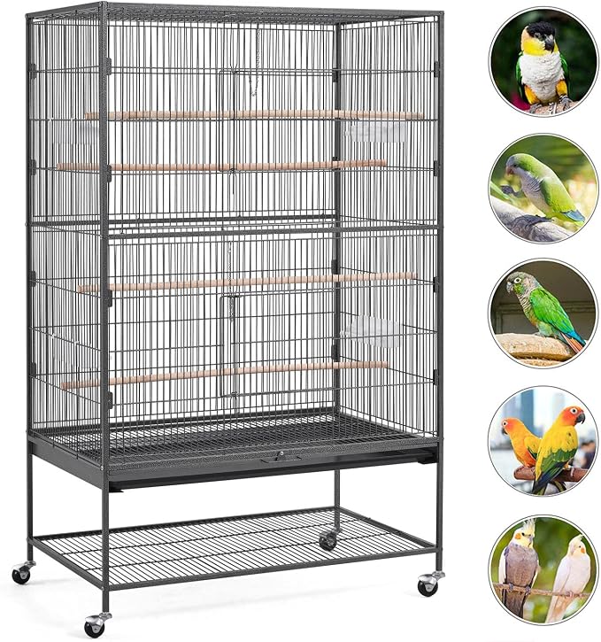 Yaheetech 60.5inch Extra Large Bird Cage Metal Parrot Cage Flight Cage - Image 6