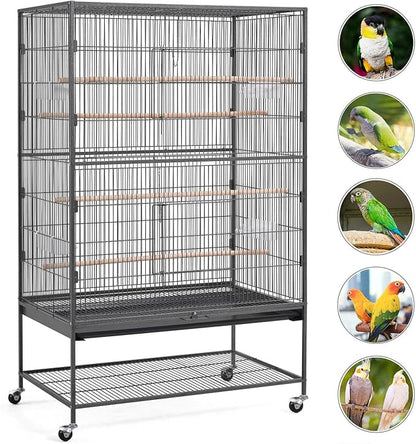 Yaheetech 60.5inch Extra Large Bird Cage Metal Parrot Cage Flight Cage - Image 6