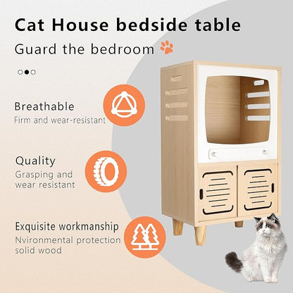 Cat House Side Table, 2-in-1 Wooden Cat House and Bedside Table - Image 4