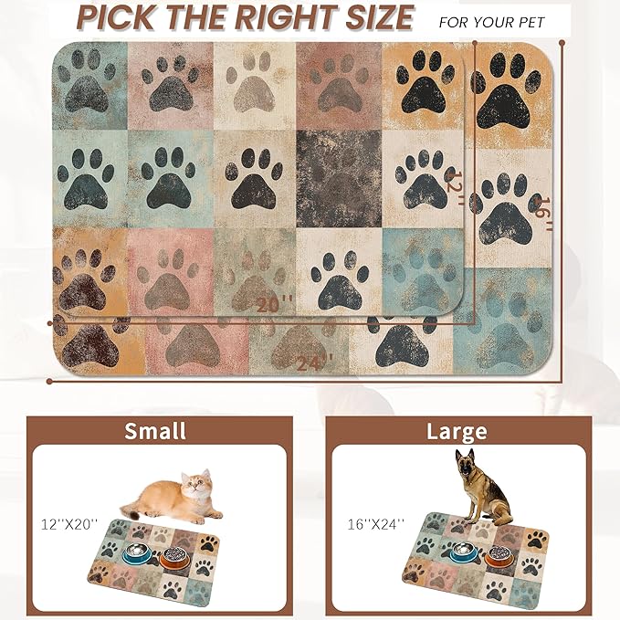 Cute Cat Paw Print Dog Food Mat - Image 2