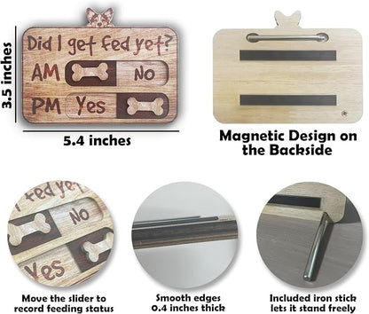 Dog Feeding Tracker-AM PM 2-Meal Wooden Fridge Magnets - Image 2