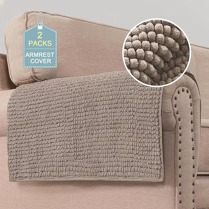 H.VERSAILTEX Plush Chenille Couch Armrest Cover 2 Packs Thick and Soft Sofa by HVERSAILTEX