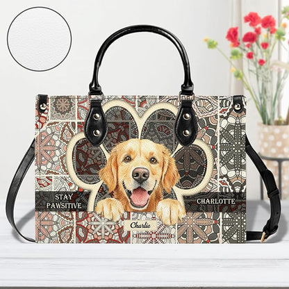 Personalized Pet Mom Leather Handbag – Custom Name Dog Cat Photo Purse - Image 8