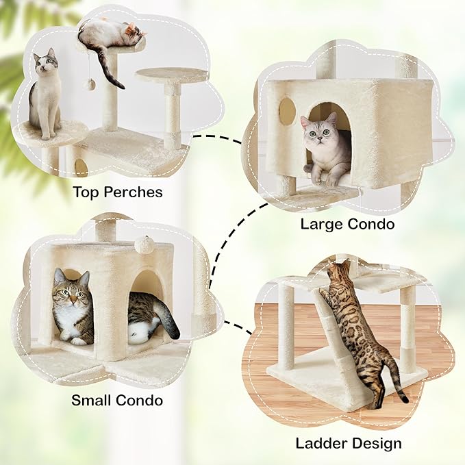 Yaheetech XL Cat Tree, 80in Multi-Level Cat Tower w/Scratching Posts, Double - Image 4