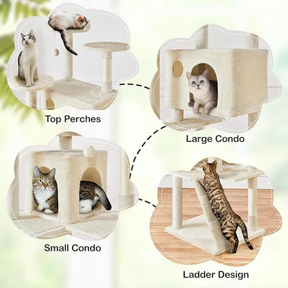Yaheetech XL Cat Tree, 80in Multi-Level Cat Tower w/Scratching Posts, Double - Image 4