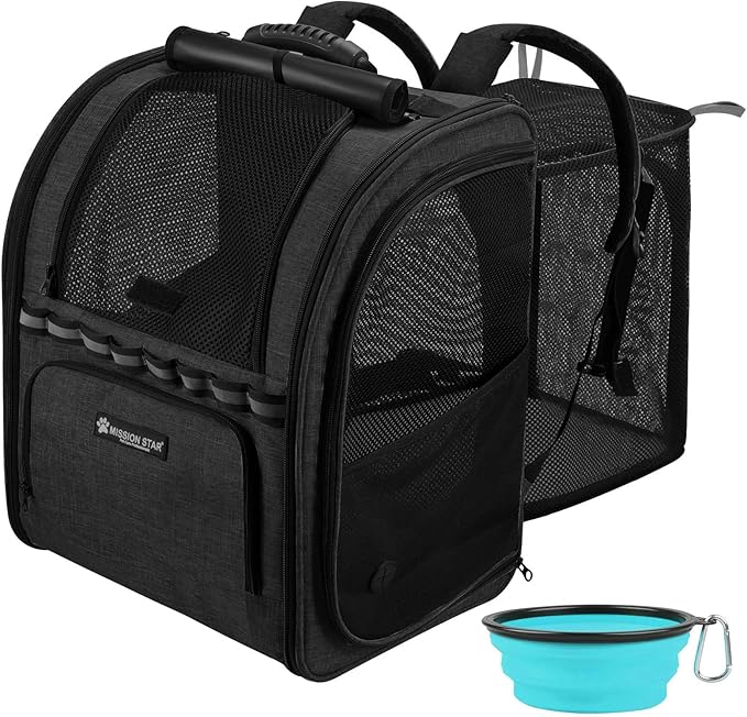 Cat Carrier Backpacks with Expandable Breathable Mesh, Pet Carrier Backpack by Missionstar