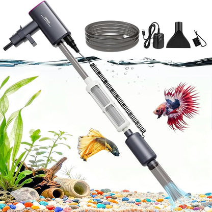Electric Aquarium Vacuum Gravel Cleaner: Rechargeable Fish Tank Cleaner by RIRMJOR