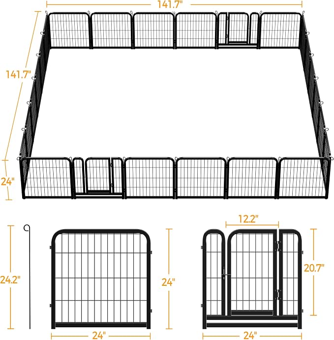 Yaheetech Dog Playpen Outdoor, 24 inch 24 Panels Dog Pen Indoor Heavy Duty - Image 7