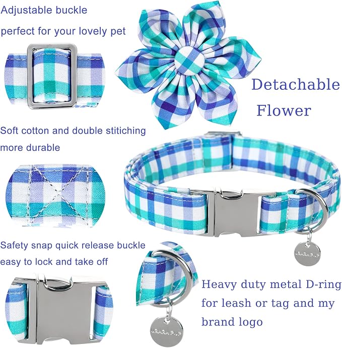 Dog Collar with Flower, Comfortable Durable Cotton Flower Collar - Image 3