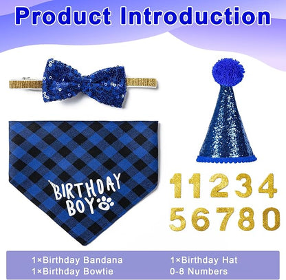 Dog Cat Birthday Party Supplies, Dog Cat Birthday Decorations Hat Bandana Bow - Image 2