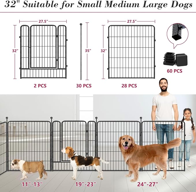 Dog Playpen 32 inch 30 Panels Indoor Outdoor Dog Pen - Image 3