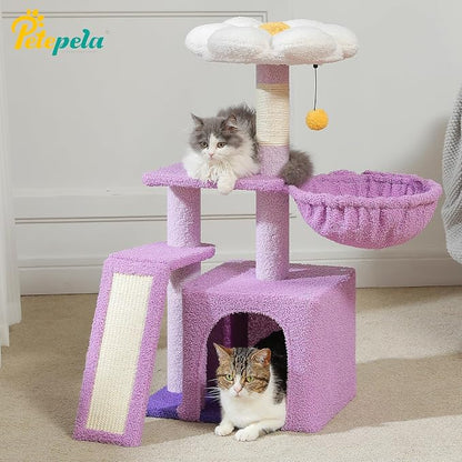 PETEPELA Flower Cat Tree for Indoor Cats, Cozy Hammock and Removable Flower Bed - Image 8