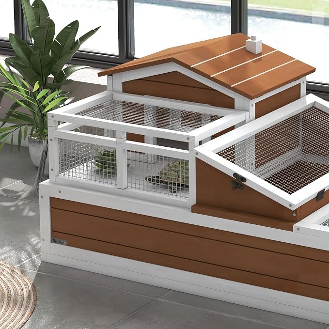 PawHut 3- Room Tortoise House Habitat - Image 9