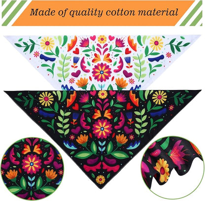 Whaline Mexican Dog Bandana Floral Dog Bandana Cinco De Mayo Fiesta Pet Scarf - Image 3