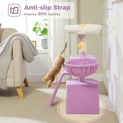 PETEPELA Flower Cat Tree for Indoor Cats, Cozy Hammock and Removable Flower Bed - Image 4