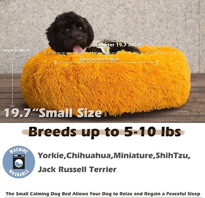 Calming Donut Dogs Beds for Small Dogs Washable, 19inch Fluffy Round Puppy Bed - Image 2
