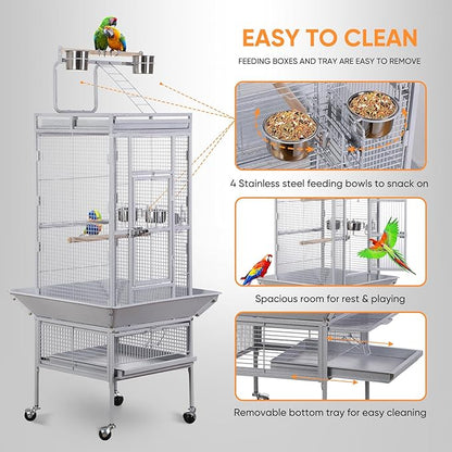 Nova Microdermabrasion 61 Inches Large Bird Cage Play Top Parrot Cockatiel - Image 4
