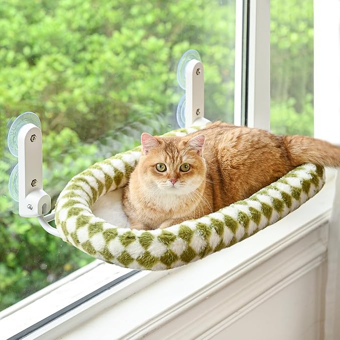 Cat Window Perch with Bolster, Cordless Foldable Cat Window Hammock with Strong by Zoratoo