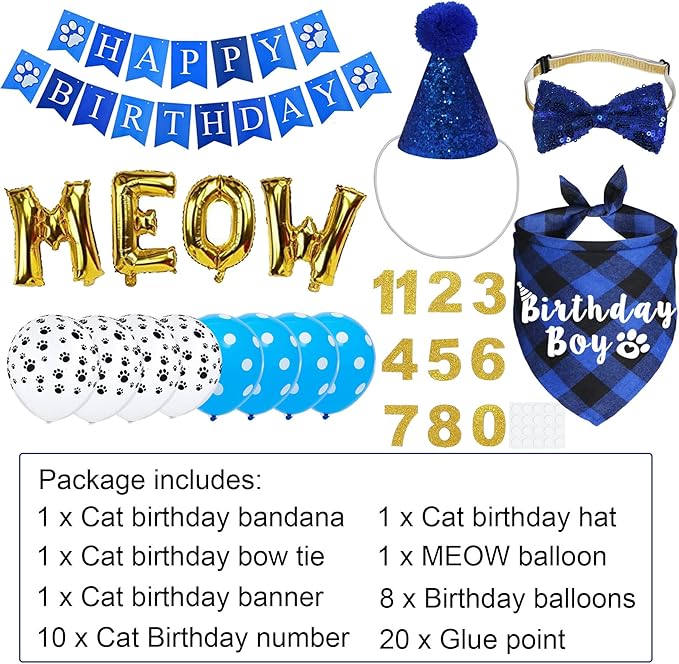 Cat Birthday Party Supplies, Cat Birthday Hat - Image 3