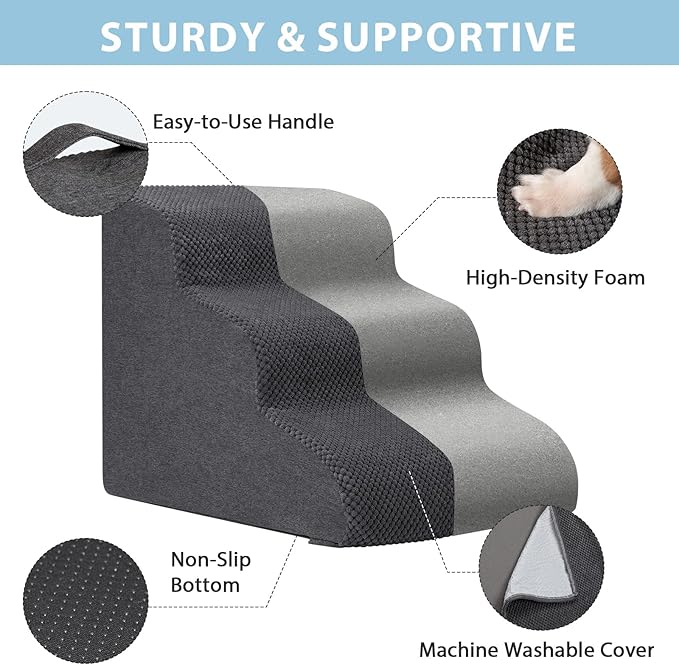 Dog Stairs for High Beds, 4-Step Dog Steps for Small Dogs and Cats, Foldable - Image 8