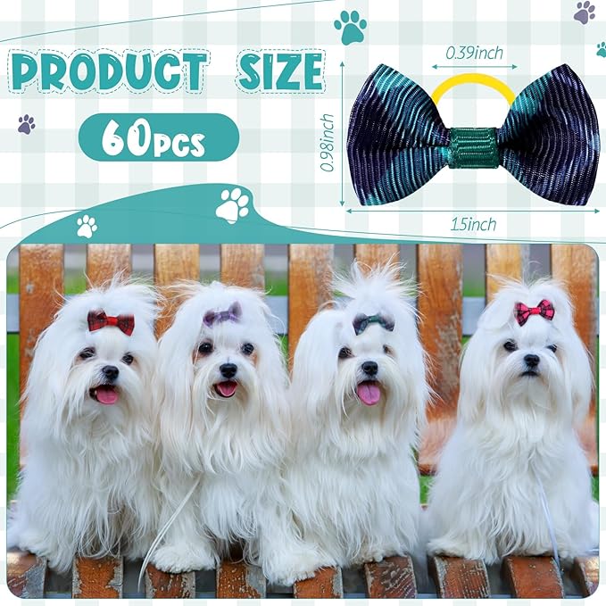 60 Pcs Cute Puppy Dog Hair Bows Small Bowknot Hair Bows - Image 2