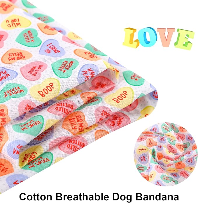 ARING PET Valentine's Dog Bandana-Cute Heart Pet Bandanas, Soft Scarf Cotton - Image 2