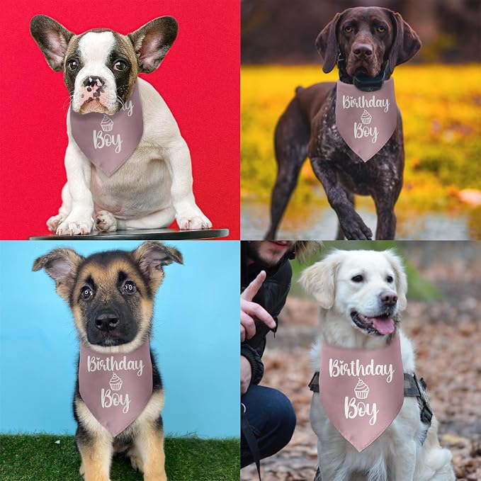 Dog Birthday Bandanas Boy Pink Dog Bandana Pet Scarf Bibs Accessories Party - Image 4