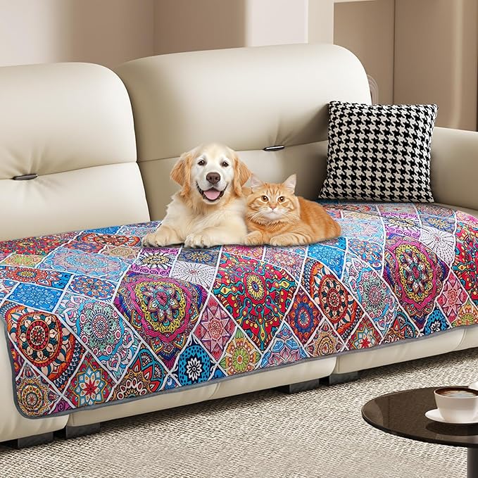 Waterproof Dog Blanket, Bohemian Dog Bed Cover Pet Blanket, Reversible Sofa by YOSEPATI