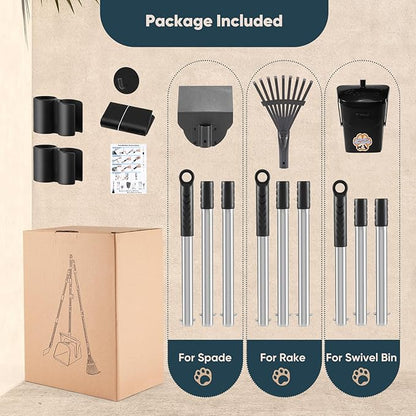 Stainless Steel Dog Pooper Scooper, Rake and Spade, 20 Waste Bags & Hook - Image 6
