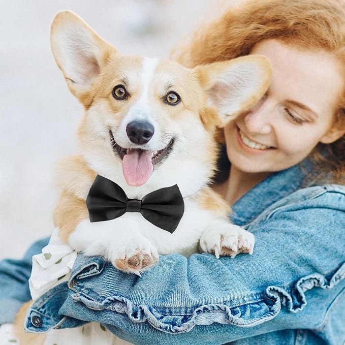 Black Bow Tie for Dogs, KOOLMOX Adjustable Dog Bow Tie Collar for Medium and - Image 6