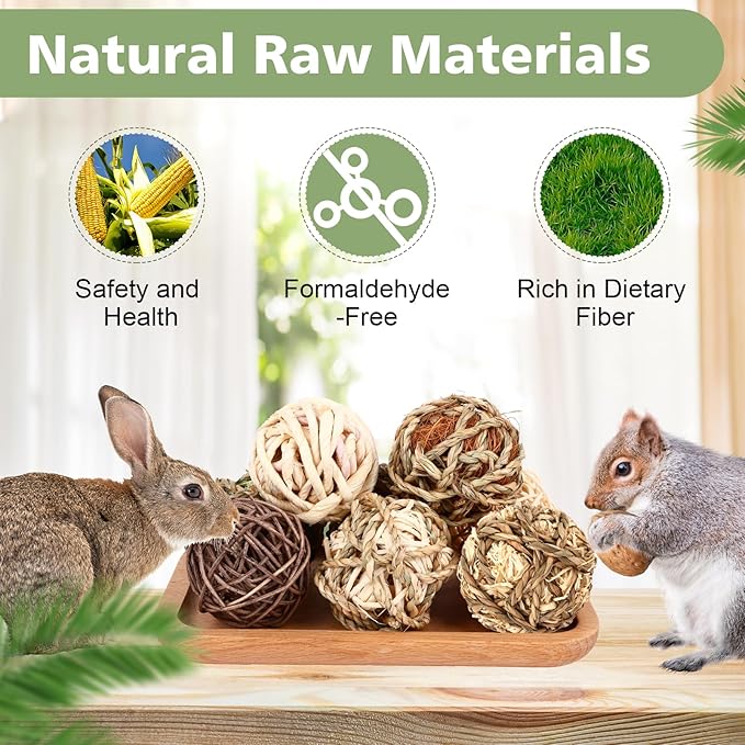 VESPRO Bunny Chew Grass Balls, Rolling Chew Toys - Image 5