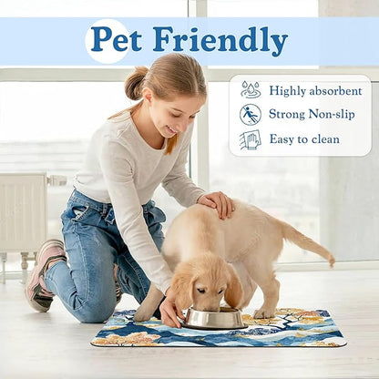 Japanese Wave Tree Dog Food Mat–Christmas Stocking Absorbent Quick Dry Feeding - Image 6