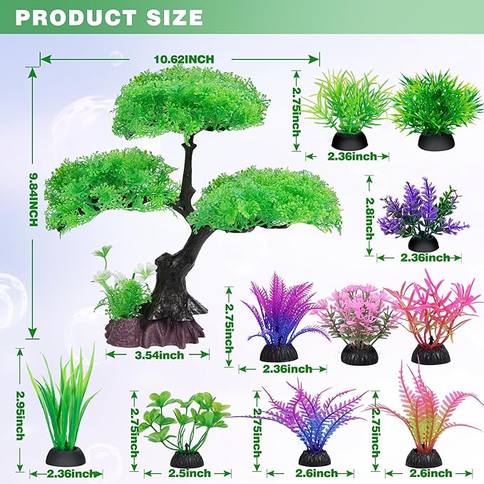 Ameliade Aquarium Artificial Plastic Plants Decoration, Aquarium Tree Decor Set - Image 2