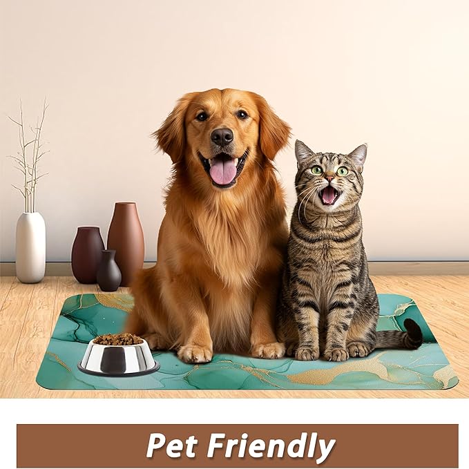 Marble Dog Food Mat for Floors, Cat Dog Bowl Mats for Food and Water, Non-Slip - Image 6