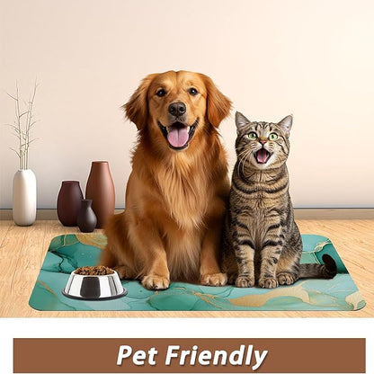 Marble Dog Food Mat for Floors, Cat Dog Bowl Mats for Food and Water, Non-Slip - Image 6