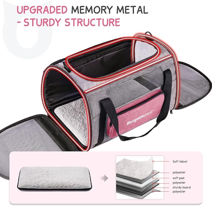 BurgeonNest Cat Carriers for Medium Puppy Under 25 lbs, Pet Carrier for Cats - Image 4